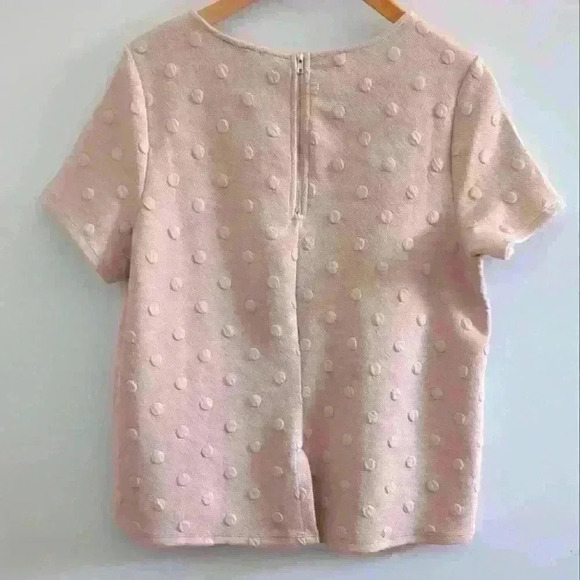 W5  | Women's Soft Pink Short Sleeve Polka Dot Zip Up Oversized Sweater - Picture 3 of 5